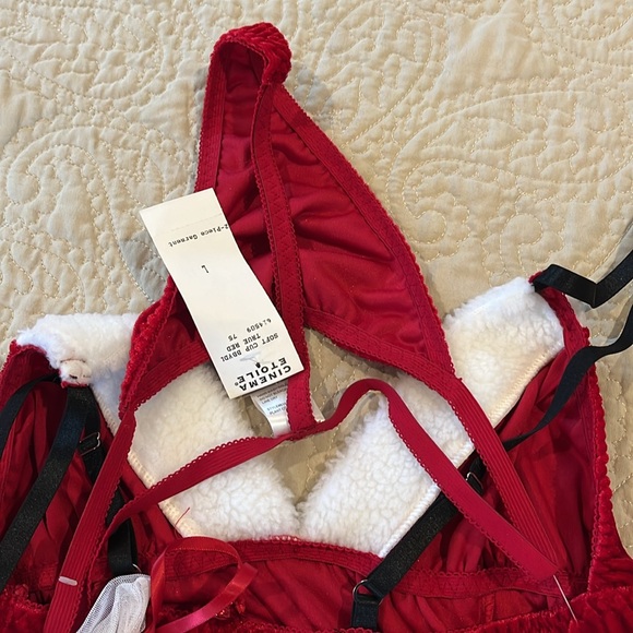 🆕 Seductive Wear by Cinema Etoile 3-PC Red Velour Christmas Red Babydoll Set L - Picture 11 of 14
